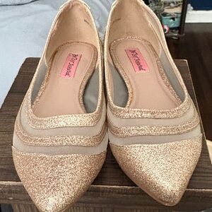 Betsey Johnson Sparkling Gold Flats